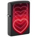 Zippo Black Light Hearts Design Black Matte Pocklet Lighter 48593